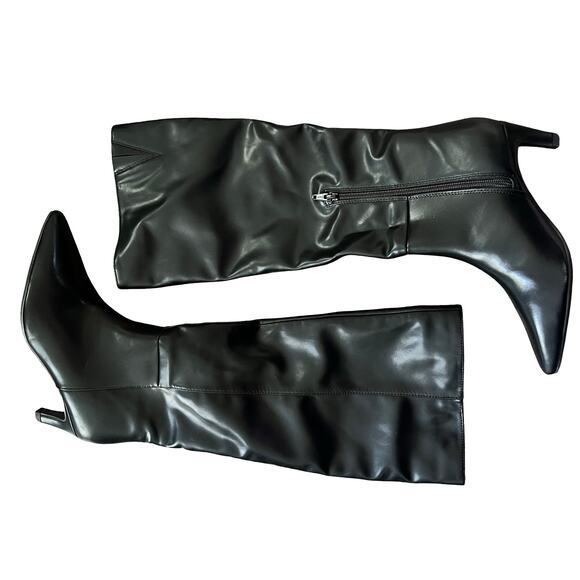 UNIVERSAL THREAD Kendra Kitten Heel Tall Dress Boots Black 7 - Picture 2 of 6
